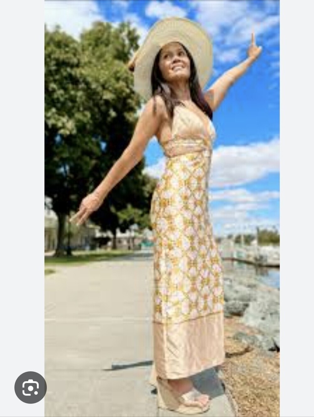 House Of Harlow Satin Cutout Retro 70s Maxi Dress, Size M Summer Vacation NWT